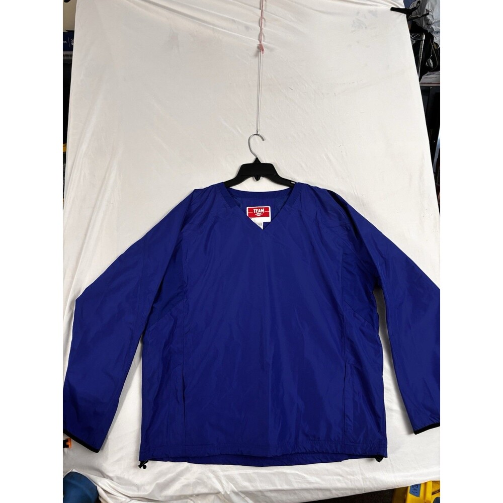 Team 365 Blue Pullover Windbreaker Jacket XL Mesh Lined V Neck Sports